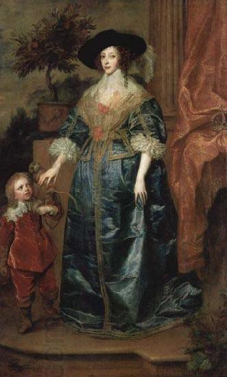 Anthony Van Dyck Henrietta Maria and the dwarf, Sir Jeffrey Hudson, oil painting picture